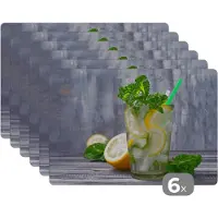 KitchenYeah Placemat - Placemats kunststof - Cocktail - Fruit - Kruiden - 45x30 cm - 6 stuks - Hittebestendig - Anti-Slip - Onderlegger - Afneembaar