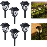 Dnntunk Solar Tuinverlichting - 44cm Hoog - IP44 Waterdicht - Zonne-Energie Buitenlampen voor Tuin, Pad, Oprit, Plantenbak - 6 Stuks - Warm Wit LED