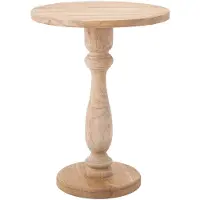 CLP Adamsville Bijzettafel - rond - hout - 50 cm diameter - voor woonkamer en eetkamer - Mindihout met tafelblad - natura