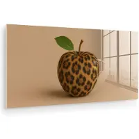 MuchoWow Glasschilderij 40x20 cm - Schilderij acrylglas - Appel - Panter - Blaadje - Groen - Foto op glas - Muurdecoratie woonkamer - Wanddecoratie slaapkamer - Schilderijen