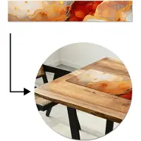MuchoWow Tafelloper 180x30 cm - Tafelmat vinyl Marmer - Oranje - Goud - Modern - Abstract - Tafeldecoratie - Tafelversiering - Keuken decoratie - Tafel versiering