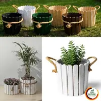 Floranica ronde bloempot 30 x 33 cm van grenenhout, plantenpot, bloembak, kruidenpot voor huis en tuin, voor binnen- en buitengebruik, wit