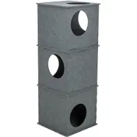 Trixie kattenhuis toren nele vilt grijs - 38x38x105 cm