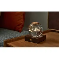 Gingko Amber Crystal Lichtobject - 3D laser Zonnestelsel - Walnoot