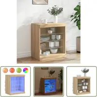 vidaXL Salontafel - Dressoir - Dressoir met LED-verlichting 60,5x37x67 cm sonoma eikenkleurig - Tv Tafel - Houten Dressoir - Licht Dressoir