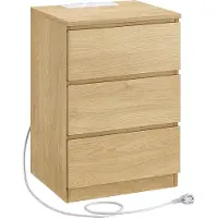 Vasagle Bijzettafel 3 lades modern ebbenhout, Strogeel / 1