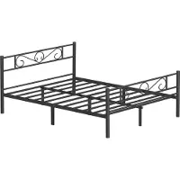 Vasagle Metalen bedframe met opbergruimte onder het bed, Zwart / 160 x 200 cm