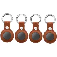 INF AirTag-etui met sleutelhanger PU-leer, 4-pack