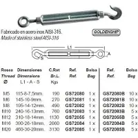 Goldenship Turnbuckle Hook&eye 10 Units Zilver 6 mm