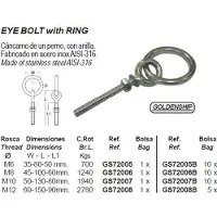 Goldenship Eye Bolt&ring 10 Units Zilver 10 x 130 mm