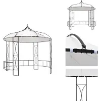 vidaXL Paviljoen 300 x 290 cm, wit, rond - Paviljoenen & feesttenten