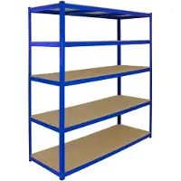 MonsterShop T-Rax Stellingkast - extra breed - 160cm x 60cm x 180 cm - Blauw - 100% boutloos - Draagkracht: 265 kg - opbergrek metaal