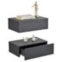 En.casa Wandplank met lade set van 2 zwevend 46x30x15 cm donkergrijs