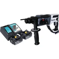 Makita DHR 202 RFW accuklopboormachine 18 V 20 mm 2.0 J wit + 2x accu 3.0 Ah + lader
