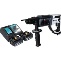 Makita DHR 202 RTW accuklopboormachine 18 V 20 mm 2.0 J wit + 2x accu 5.0 Ah + lader