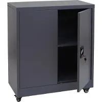 MCW Archiefkast -O50, bureaukast stalen kast met wielen, 2 deuren afsluitbaar, staal 98x80x40cm ~ donkergrijs