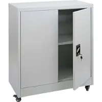 MCW Archiefkast -O50, bureaukast stalen kast met wielen, 2 deuren afsluitbaar, staal 98x80x40cm ~ lichtgrijs