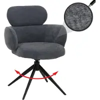 MCW Eetkamerstoel -O77, keukenstoel gestoffeerde stoel, draaibaar met automatische terugkeer, stof (310 g/m²) chenille Öko-Tex ~ grijsblauw