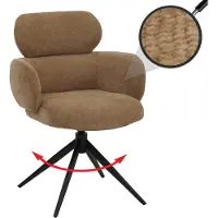 MCW Eetkamerstoel -O77, keukenstoel gestoffeerde stoel, draaibaar met automatische terugkeer, stof (310 g/m²) chenille Öko-Tex ~ lichtbruin