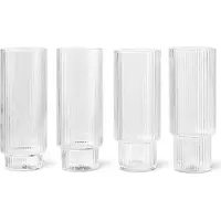 Ferm Living Longdrinkglas Ripple Clear 300 ml (Set van 4)