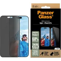 PanzerGlass Privacy Ultra-Wide Fit Anti-Bacterial Screenprotector incl. applicator voor de Apple iPhone 16 Pro