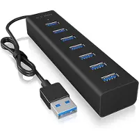 Icy Box 7-poorts hub met USB Type-A aansluiting en voedingseenheid