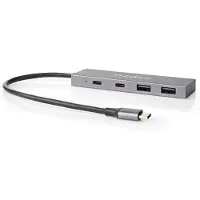 Nedis USB-C hub met 2x USB-A en 2x USB-C poort - USB3.2 (tot 10 Gbit/s) / aluminium - 0,15 meter
