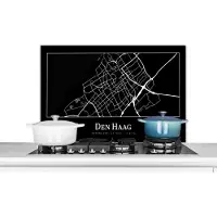 KitchenYeah Spatscherm keuken 90x60 cm - Kookplaat achterwand Plattegrond - Den Haag - Kaart - Stadskaart - Muurbeschermer - Spatwand fornuis - Hoogwaardig aluminium