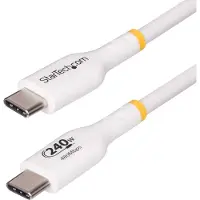 StarTech.com 2m USB-C Laadkabel, Charge & Sync, 240W (5A) PD EPR, USB 2.0, Laptop Type C Laadkabel, USB-IF Gecertificeerd, TPE Mantel - Witte USB-C Oplaadkabel