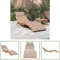 The Living Store Lounge Stoel - Ligbed - Ligbed met kussen massief acaciahout taupe - Tuinset - Acacia Hout - Buitendrank