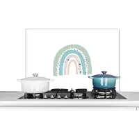 KitchenYeah Spatscherm keuken 80x55 cm - Kookplaat achterwand Regenboog - Kinderen - Sterren - Stippen - Pastel - Muurbeschermer - Spatwand fornuis - Hoogwaardig aluminium