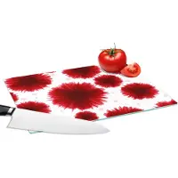 KitchenYeah Glazen Snijplank - 28x20 - Aquarelverf - Rood - Bloemen - Snijplanken Glas