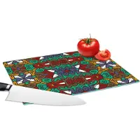 KitchenYeah Glazen Snijplank - 28x20 - Afrika - Patronen - Abstract - Groen - Snijplanken Glas