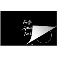 KitchenYeah Inductie beschermer 81x52 cm - Knife. Spoon. Fork. - Spreuken - Quotes - Bestek - Kookplaataccessoires - Afdekplaat voor kookplaat - Inductiebeschermer - Inductiemat - Inductieplaat mat