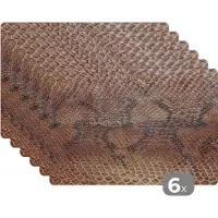 KitchenYeah Placemats - Leer - Slangenhuid - Slang - Structuur - Placemat - 45x30 cm - 6 stuks - Inductiebeschermer