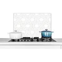 KitchenYeah Spatscherm - Spatwand - Patronen - Design - Lijn - Spatwand - Zwart - Wit - 60x40 cm