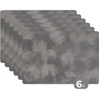 KitchenYeah Placemat - Placemats kunststof - Abstract - Verf - Grijs - Schilderij - 45x30 cm - 6 stuks - Hittebestendig - Anti-Slip - Onderlegger - Afneembaar