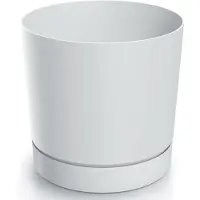 Prosperplast Tubo Serie - Bloempot met Schotel - 11 cm - Wit - Kunststof