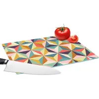 KitchenYeah Glazen Snijplank - 28x20 - Retro - Regenboog - 3D - Geometrie - Driehoek - Snijplanken Glas