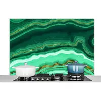 KitchenYeah Spatscherm keuken 120x80 cm - Kookplaat achterwand Goud - Agaat - Luxe - Muurbeschermer - Spatwand fornuis - Hoogwaardig aluminium