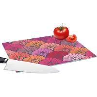 KitchenYeah Glazen Snijplank - 28x20 - Patronen - Art Deco - Roze - Bloemen - Snijplanken Glas