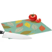 KitchenYeah Glazen Snijplank - 28x20 - Bladeren - Herfst - Vintage - Pastel - Patroon - Snijplanken Glas