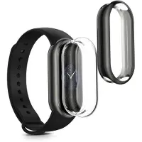 Kwmobile 2x smartwatch hoes geschikt voor Xiaomi Mi Band 9 / Smart Band 9 hoesje - Siliconen sporthorloge cover - Activity tracker case in transparant / zwart
