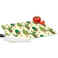KitchenYeah Glazen Snijplank - 39x28 - Patronen - Cactus - Bloemen - Snijplanken Glas