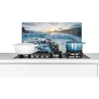 KitchenYeah Spatscherm keuken 60x30 cm - Kookplaat achterwand Waterval - Water - Stenen - Zon - Natuur - Muurbeschermer - Spatwand fornuis - Hoogwaardig aluminium