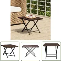 The Living Store De Living Store inklapbare tafel, bruin, 45x35x32 cm, van polyrotan