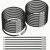 FSW-Products FSW Products – 5x RVS Staaldraad Sleutelhanger (15 cm) – Zwarte Keychain – Sterke Sleutelring – Sleutelbos / Broek / Tas