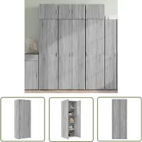 vidaXL Grijze Kast - Hoge Kast - Hoge kast 70x42,5x185 cm bewerkt hout grijs sonoma eikenkleurig - Houten Kast - Bergruimte - Badkamermeubilair