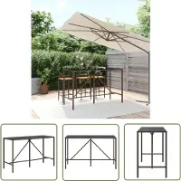 The Living Store De Living Store bartafel met glazen blad, bruin, 180x70x110 cm, gemaakt van polyrotan