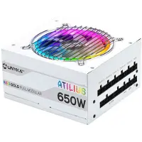 UNYKAch Atilius RGB ATX 650W Modulair Voeding, Wit, Één maat / EU-stekker, 220V, Wit, Één maat